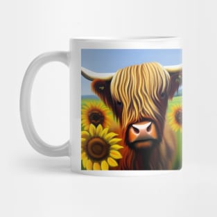 Highland Cow with Sunflowers Mug